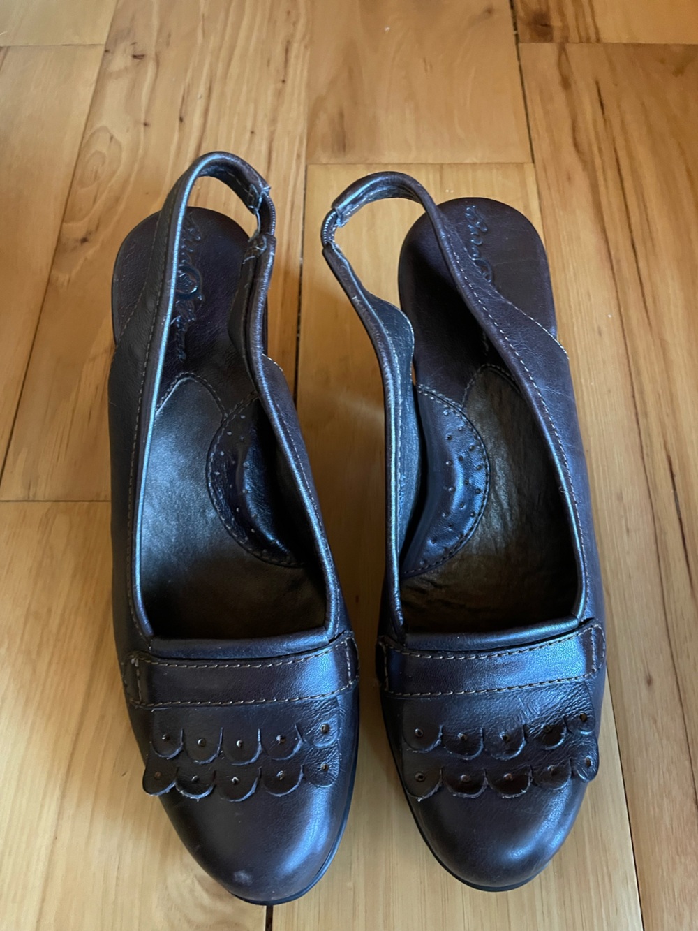 Born Brown Leather Slingback Clogs
